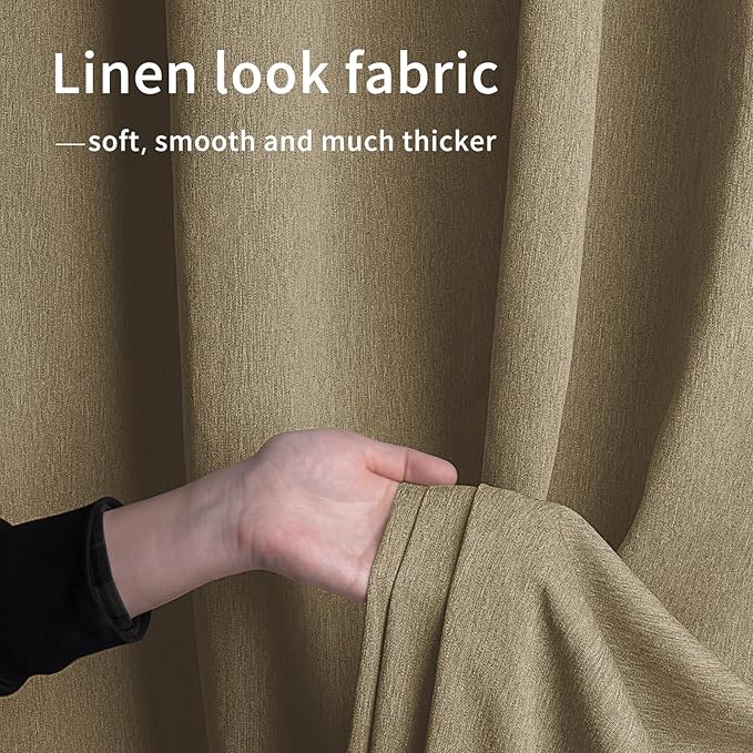 Easy-Going Linen Look Outdoor Curtains Waterproof Windproof Porch Curtains, Soft Thicken Outdoor Privacy Curtains for Patio, Gazebo, Grommet Top and Tab Bottom Drape, 1 Panel, 110x120 inch, Khaki