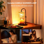 Homelist Candle Warmer Lamp Adjustable Height, with Timer & Dimmer, Black | Decorative Wax Warmer Lamp with Ripple Glass Shade, Cozy Bedroom Home Decor/Housewarming Gift for Women/Sister/Wife