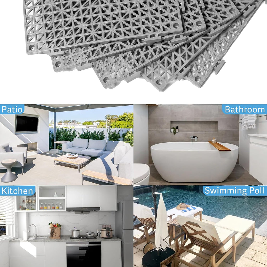 12” x 12” drainage interlocking floor mats 12 on a desk or shelf