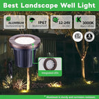Well Lights Low Voltage, 12V In Ground LED Landscape Lights, IP67 Waterproof Outdoor, Open Top Aluminum ORB for Garden Driveway 6W 580LM 12 Pack