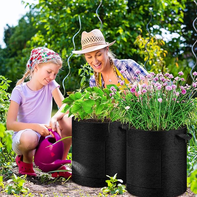 2 Pack 10 Gallon Potato Grow Bags with Pull-Down Harvest Window, Potato Bags for Growing Potatoes Heavy Duty Thickened Nonwoven Fabric Gardening Vegetable Growing Bags with Visible Window