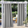 NICETOWN 2 Panels Patio Curtains Outdoor Waterproof, Thermal Insulated Rustproof Blackout Privacy Light Blocking Outdoor Indoor Window Drapes for Gazebo/Playground, W52 x L95, Silver Grey