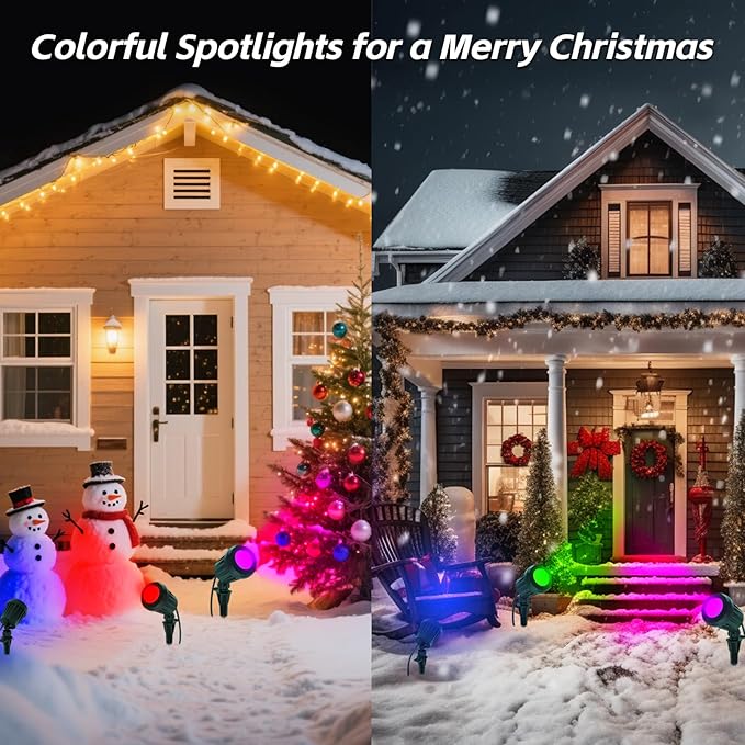 Spotlight Outdoor – 120V Plug-In, 6500K Cool White LED Landscape Lighting with RGB Purple 4 Color Lenses for Yard, Garden, Lawn & Tree Decor on Holidays&Everyday, IP67 Waterproof (2 Pack,Green)