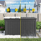 ROJIK Outdoor Storage Housing Deck Box - Waterproof Patio Furniture, Garden Tools, Cushions, Pool Accessories Storage Bench with Lockable Lid and Side Handles (Black 238 Gal)