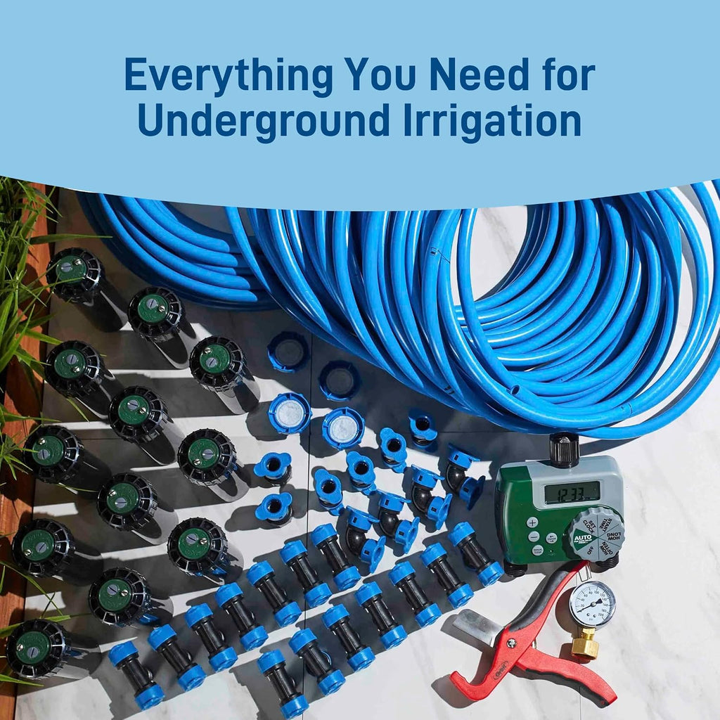 Orbit 2-Zone All-in-One Automatic Watering System - Automatic Sprinkler System for Yard Irrigation Setup - DIY Lawn Kit - Double Outlet Hose Timer - Easy Push-Fit Technology - Large Coverage - 50021