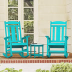 LUE BONA Outdoor Rocking Chairs Set of 4, HDPS Porch Rocker with High Back, Plastic Weather Resistant Rocking Chairs for Outdoor Indoor, Garden, Backyard, 350lb, Aruba Blue