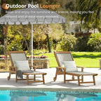 LUE BONA Chaise Lounge Chair Outdoor, HDPS and HDPE Wicker Material, Patio Lounge Chair with Adjustable Backrest, Resin Pool Lounge Chairs with Wheels for Backyard, Poolside and Deck,Teak