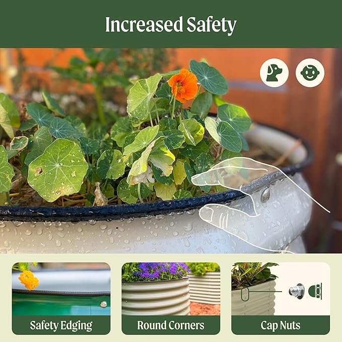 Vego garden 26" Extra Tall Raised Garden Bed Kits, 6 in 1 Modular Raised Planter Box for Vegetables Flowers Fruits Oval Metal Raised Garden-Modern Gray