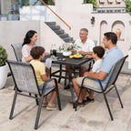Patio Chairs Set of 4, Stackable Outdoor Dining Chairs for All Weather Textilene Fabric & Metal Frame, Outdoor Chairs Set for Backyard Deck Garden (Grey, Set of 4)