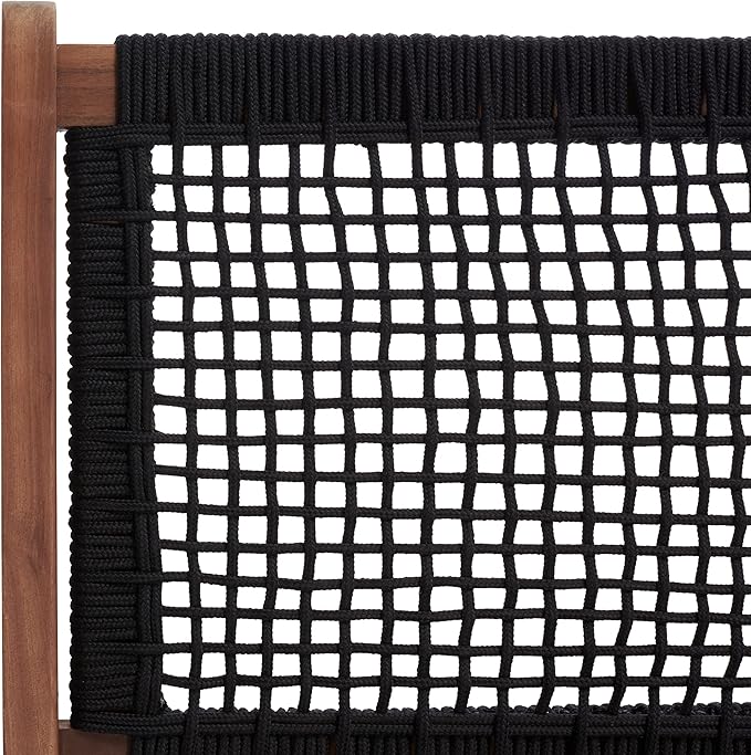 SAFAVIEH Outdoor Collection Kobina Natural Acacia Wood/Black Rope Foldable Bench