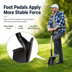 shovel for digging,round shovel, garden tool with d-handle showing dimensions