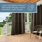 TOWN & COUNTRY BASICS Cabana Solid Heavyweight Indoor Outdoor Curtains, Light Filtering Opacity with Grommet Top, Water Repellent, 2-Pack Set, 54"x108", Chocolate