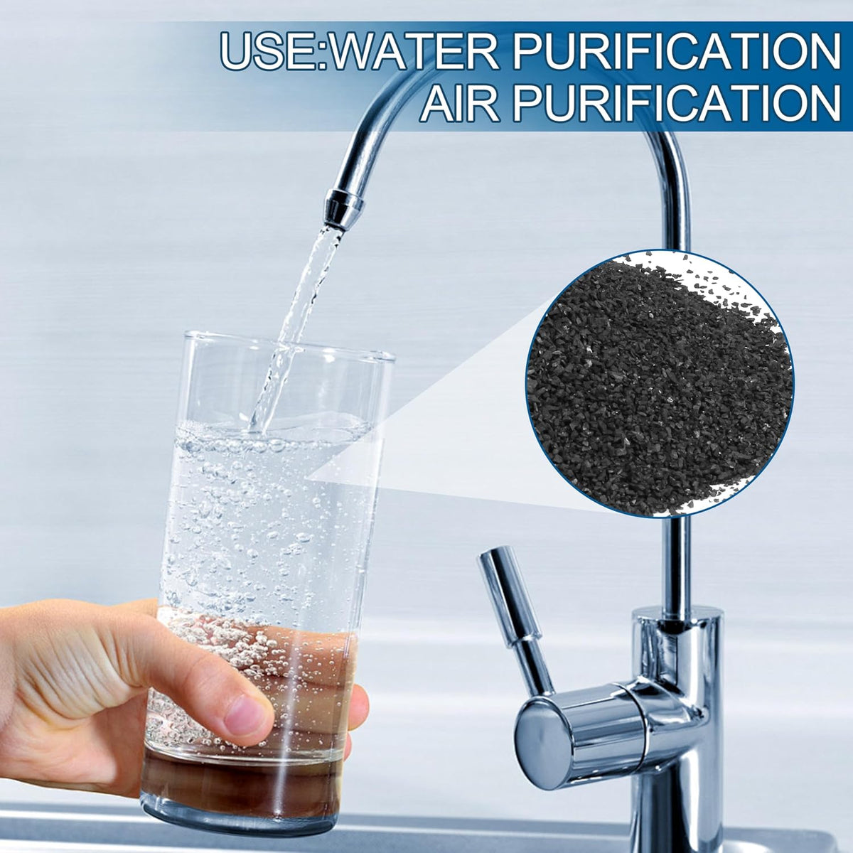 6.6 lbs coconut hull granular activated carbon for on a desk or shelf