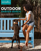 SERWALL Outdoor Bench, HDPE Outdoor Benches Weatherproof, 2-Person Garden Bench with 660 lbs Weight Capacity, Patio Benches for Outdoors, Garden, Porch, Backyard and Park, Light Blue, 4 Pack