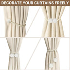 Hion Magnetic Curtain Tiebacks Beige 6 Pack, Curtain Tiebacks Buckles Holdbacks Holders Hooks Clip for Home Bedroom Office Decorative Thick or Thin Curtain