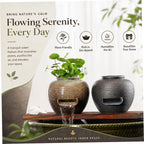 Indoor Water Fountains Small Kiln Fountain Spitter with Wide U-spout, Ceramic Pond Water Features for Fish Pond Circulation and Hydroponic Plant Decor Black