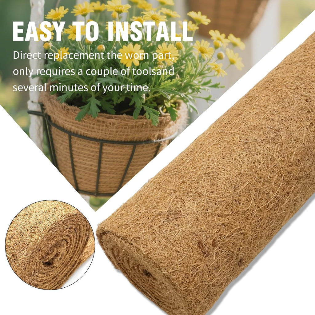 EATAKWARD 120'' x 16'' Coconut Mat, Coco Fiber Roll, Natural Coconut Coco Liner Roll, Thick Coco Liners for Planters, Flowers, Pet, Tortoise, Lizard, Snake, Rabbit, Brown