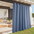 RYB HOME Extra Wide Outdoor Curtains for Patio Waterproof Heavy Duty Thermal Insulated in Summer Full Coverage Privacy for Porch, Cabana & Pergola, W100 x L95, Stone Blue, 1 Panel