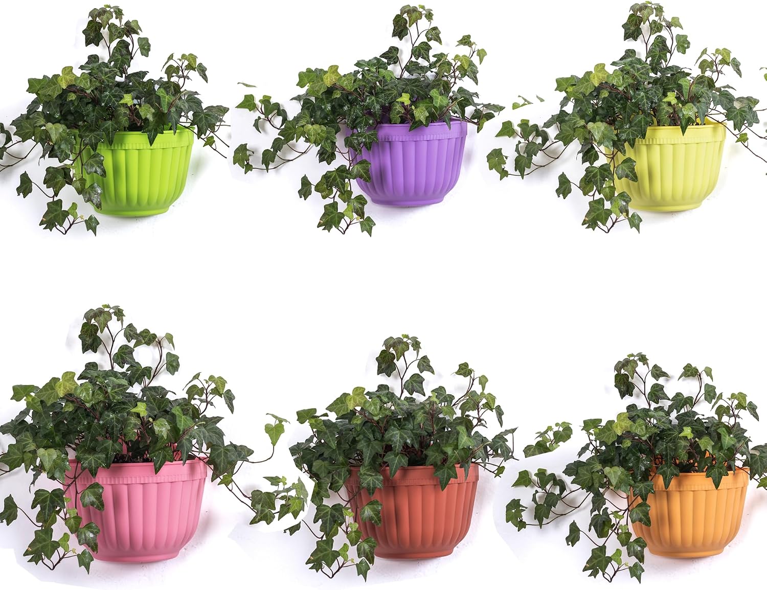 ORIMERC 6 Pcs Colorful Resin Wall Hanging Planter Pot Vertical Garden Living Wall Mount Window Hang Indoor Outdoor for Kitchen Herb Balcony Railing Shelf Fence Bedroom Trellis Décor