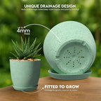 Utopia Home - Spotty Plant Pots Indoor with Drainage - 7/6.6/6/5.3/4.8 Inches Flower Pots - 10 Pack Plastic Planters - Ideal for Stocking Stuffers - (Speckled Mint, Pack of 10)