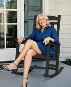 KINGYES Oversized HDPE Outdoor Rocking Chair Set of 2, Widened Seat Patio Rocking Chair, All Weather Patio Rocker, Black