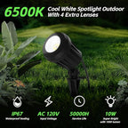 Spotlight Outdoor – 120V Plug-In, 6500K Cool White LED Landscape Lighting with RGB Purple 4 Color Lenses for Yard, Garden, Lawn & Tree Decor on Holidays&Everyday, IP67 Waterproof (2 Pack,Black)