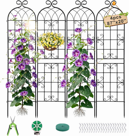 2.2m（86.7" h x 19.7" w） black iron garden, main product view