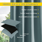 NICETOWN 2 Panels Weighted Blackout Outdoor Curtains for Patio Waterproof, Grommet & Back Tab on top and Bottom Windproof Privacy Thermal Drapes for Cabana with Fixed Rope, W52 x L95, Greyish Blue