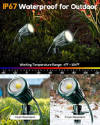 12V24V Low Voltage Landscape Lights Outdoor,6000K White LED Landscape Lights with 3 Color Lenses (Red,Yellow,Green),IP67 Waterproof Outdoor Spot Lights for Garden Passage Wall Tree Fence,6 Pack