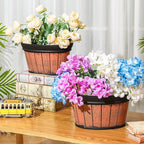 Layhit 6 Pcs Wall Hanging Planters Outdoor Pot Planter Wine Barrel Planter Distressed Oak Thickened Plastic Water Storage Flower Pots for Flower Indoor Outdoor(12 Inches,Brown)