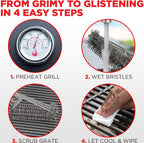 Alpha Grillers Grill Brush. Rust Proof Bbq Cleaning Scraper Accessories. Safe Stainless Steel Wire Bristle Grilling Cleaner Tools for Outdoor Barbecue Set, Incl Gas, Charcoal, Weber. Grill Brushes