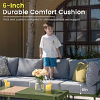 Sundale Outdoor 2 Pieces Metal Patio Furniture Set, Outdoor Sectional Sofa w/6 Inch Olefin Cushion, Modern Outdoor Conversation Sets for Porch, Balcony