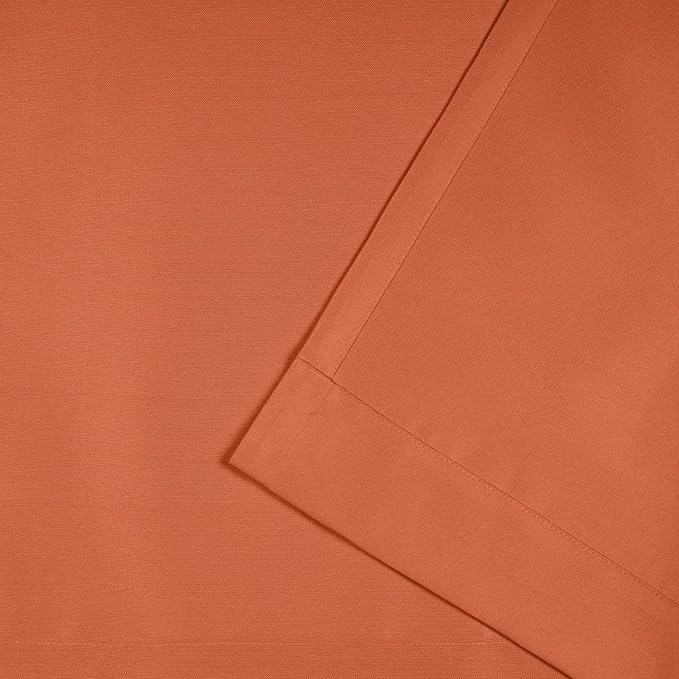 Exclusive Home Cabana Solid Indoor/Outdoor Light Filtering Hook-and-Loop Tab Top Curtain Panel Pair, 54"x120", Mecca Orange
