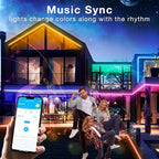 Outdoor LED Strip Lights Waterproof 200ft, IP67 Waterproof LED Light Strips with Remote, Music Sync APP Control, RGB Color Changing LED Lights for Roof, Balcony, Deck, Pool, Patio, Outdoor Decorations