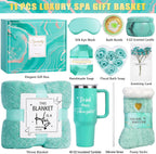Birthday Gifts for Women, Self Care Get Well Soon Gift Baskets for Mom Her Sister Wife Girlfriend Ocean Relaxing Spa Care Package w/Blanket 40 OZ Tumbler Unique Thinking of You Inspirational Gift