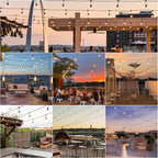 Svater 25 FT Outdoor String Lights 2W, Patio Light for Outside with 9 Antique S14 Plastic LED Bulbs, IP65 Waterproof Hanging Cafe Market Lighting, ETL-Listed Dimmable Warm White 2700K