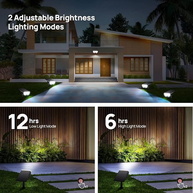 Solar Lights Outdoor Waterproof, Consciot 16 LEDs IP67 Spot Lights Outdoor, Auto On/Off Solar Garden Light, 2-in-1 Adjustable Wall Lights for Landscape Yard Pathway, Cool White 2 Pack