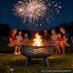 breezz american flag wood-burning fire pit, 32 in on a desk or shelf