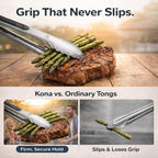 Kona 18-in Stainless Steel Locking Grill Tongs, Heavy-Duty, 1 Pack | Extended 18-in reach, locking design for easy storage, for grill, BBQ, and kitchen