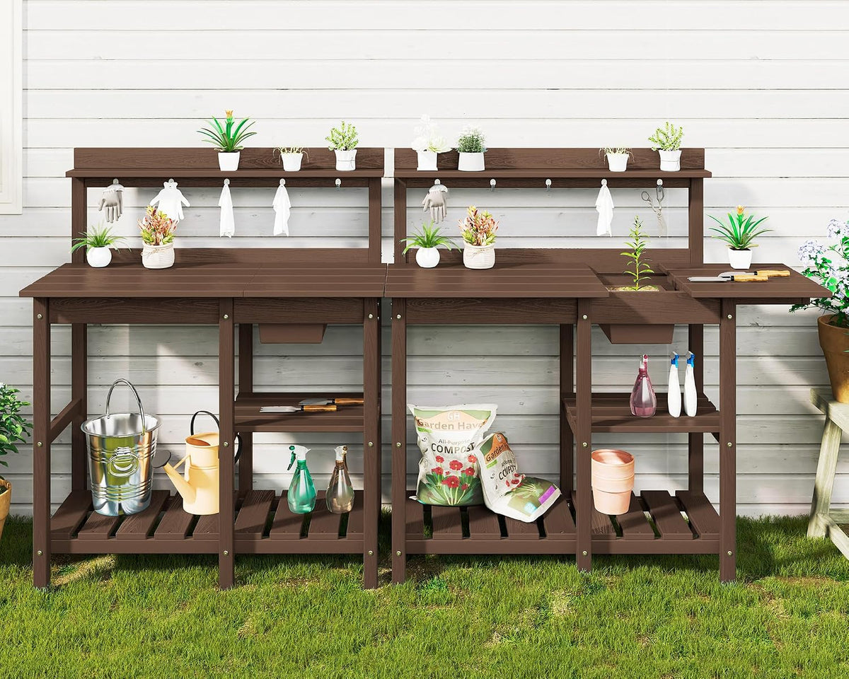 serwall outdoor potting bench with removable sink,gardening table,coffee, view 9