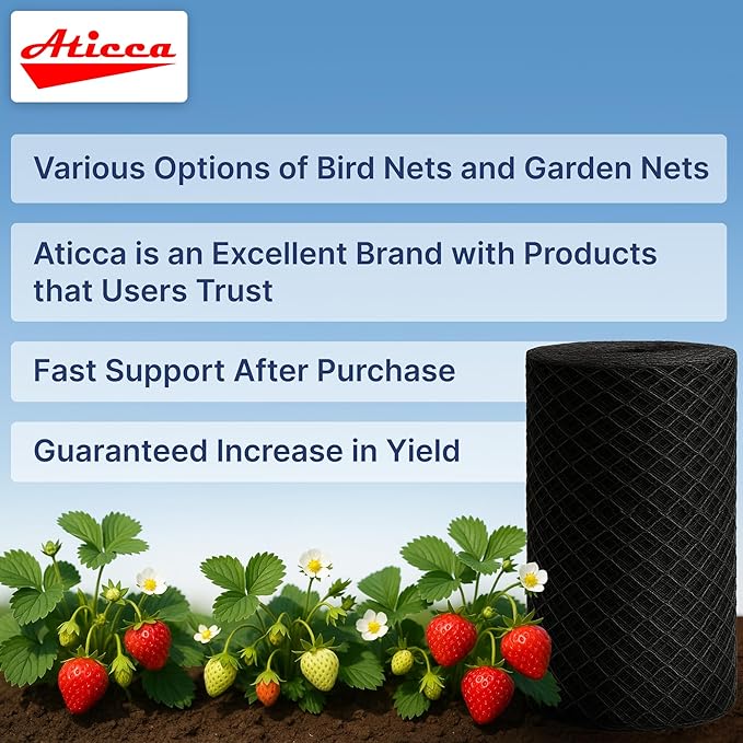 Heavy Duty Bird Netting for Garden Protection & Fruit Trees, 25x25 Ft with 10 Stakes – Black Anti-Bird Net for Poultry, Deer, & Squirrel Protection, Durable Nylon Mesh for Garden and Yard Use