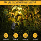 Malibu Landscape Lighting Outdoor 50W Spotlight Waterproof Halogen Floodlight Low Voltage Lights 380Lumen Warm White with Stake for Garden Yard Pathway Lawn Driveway Outdoor Lighting 8301-9601