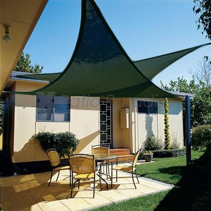 Patio Paradise 10' x 10' x 10' Sun Shade Sail Triangle Canopy Shade Cloth Fabric Sunlight Block Patio Pergola Cover HDPE Deck Awning for Outdoor Backyard Roof Shading, Green
