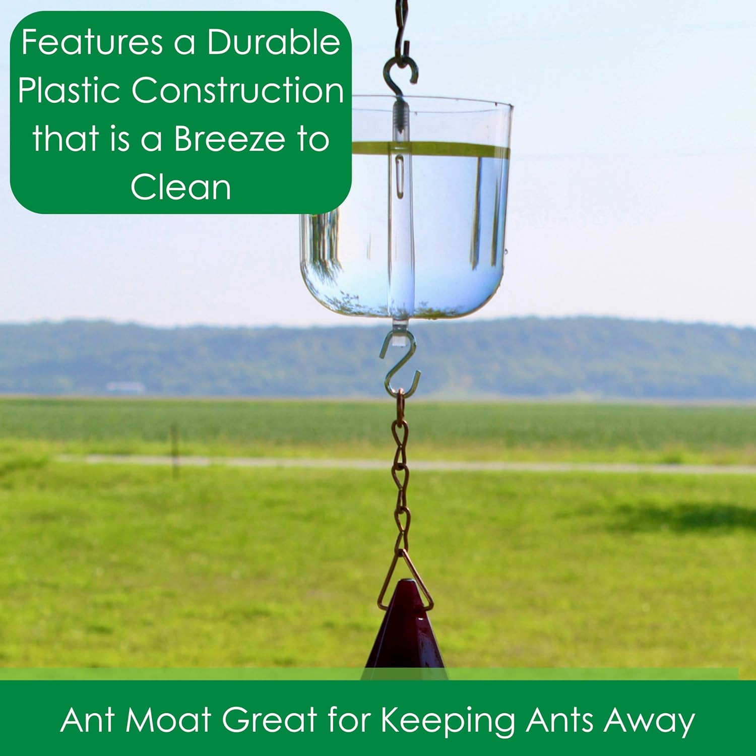Nectar Protector 18 oz Clear Ant Moat for Bird Feeders | See-Through Bowl Shows Water Level at a Glance - 18 oz Ant Moat Hangs Between Hook and Feeder to Protect Nectar