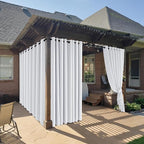 RYB HOME Outdoor Curtains for Patio Waterproof Block Sunlight Thermal Insulated Privacy Assured Thick Outside Curtains for Pergola, Cabana, Gazebo, W52" x L72", Greyish White, 1 Panel