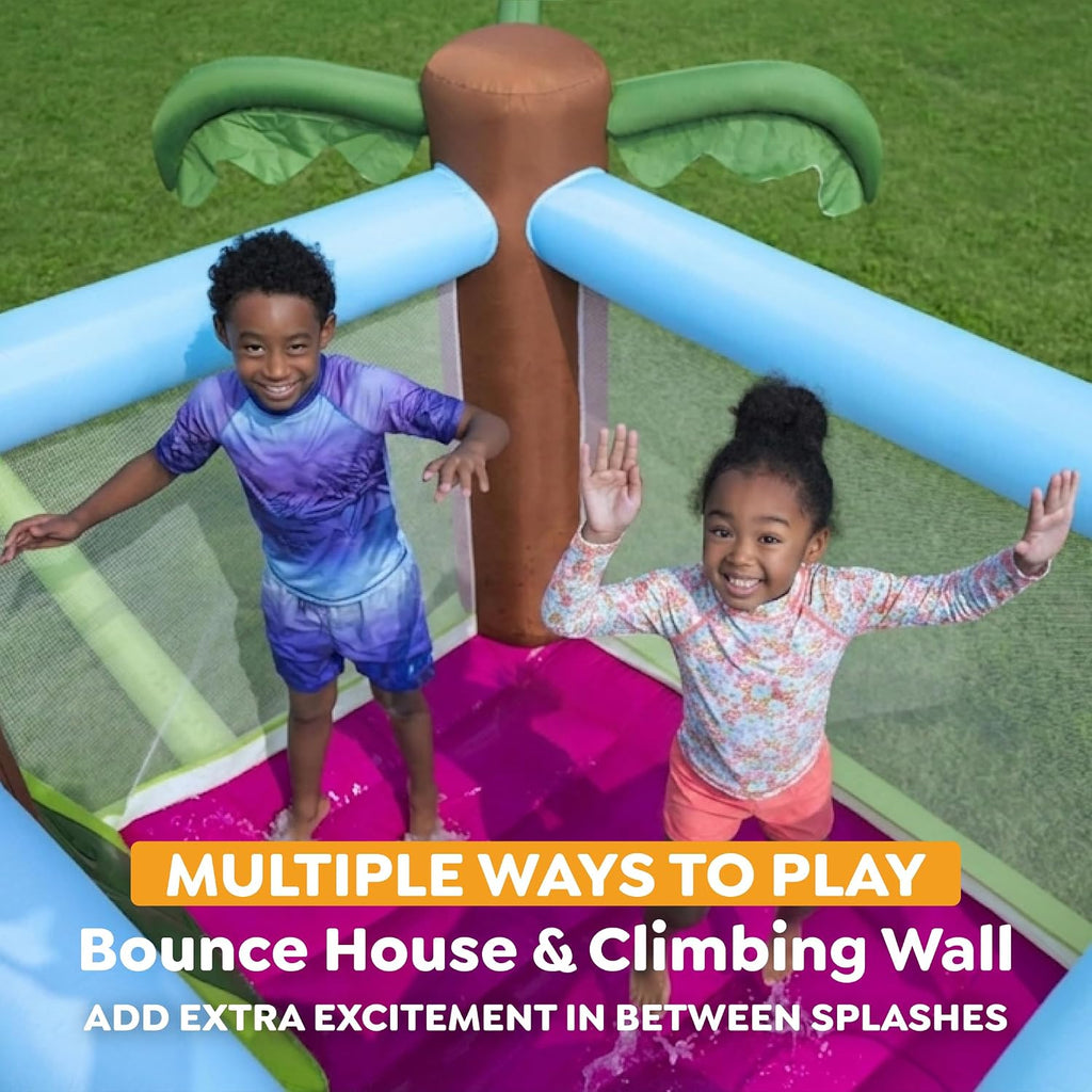 H2OGO! Island Adventure Kids Inflatable Water Park with Heavy-Duty Blower | Inflatable Water Slide, Bounce House for Kids Ages 3+, 2-Minute Inflation, Climbing Wall, Durable Material, Splash Pool