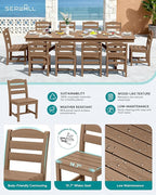 SERWALL Outdoor Dining Chairs Set of 4, All-Weather HDPE Patio Chair with 19.7" Widened Seat, for Backyard, Garden, Brown