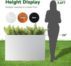 White Steel Heavy Planter for Outdoor Plants Metal Rectangular Outdoor Planter Spliced Flower Box with Partitions for Outside,Indoor,Garden (White, 32 * 15 * 24)