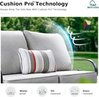 MFSTUDIO Patio Furniture Set, 8 Seats Half-Moon Curved Outdoor Sectional Sofa Conversation Set with 2 Wood-Like Round Table, Woven Rattan Patio Couch for Backyard, Garden, Deck