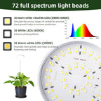EWPJDK Plant Grow Light Full Spectrum 72 LED with Clip Grow Lamp | Plant Grow Light Lamp for Indoor Plants, Clip-On, Growing Lamp